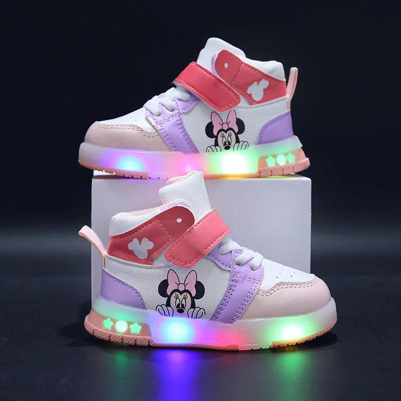 Disney PU Leather Mickey/ Minnie Maus Sneaker mit LED-Sohle