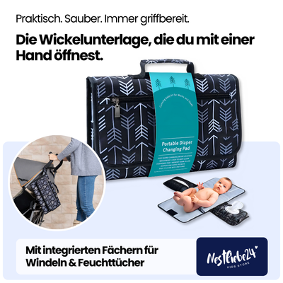 Tragbare Wickelunterlage mit Einhandöffnung – Sauber, praktisch & immer dabei
