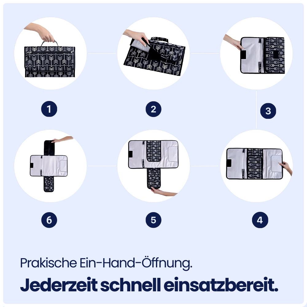 Tragbare Wickelunterlage mit Einhandöffnung – Sauber, praktisch & immer dabei