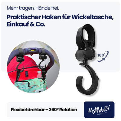 360° Kinderwagen-Haken – Robust, praktisch & vielseitig