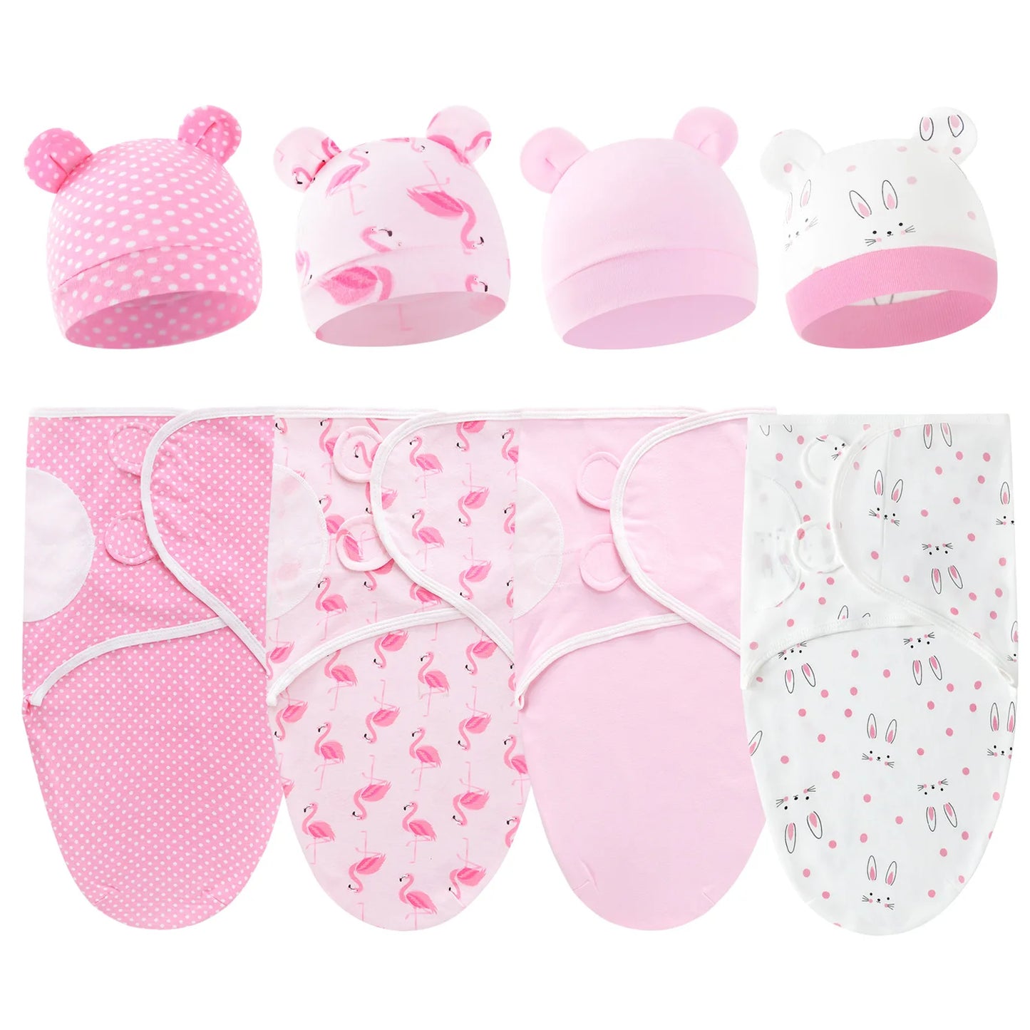 2 teiliges Set- Baby Wickeltuch mit passender Mütze