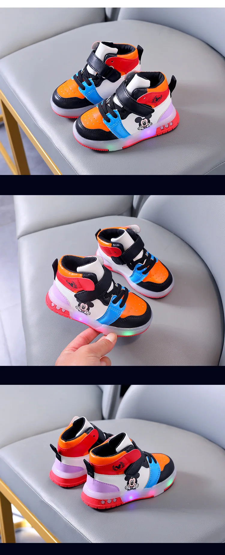 Disney PU Leather Mickey/ Minnie Maus Sneaker mit LED-Sohle