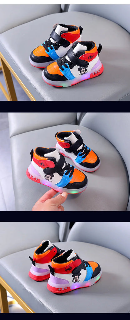 Disney PU Leather Mickey/ Minnie Maus Sneaker mit LED-Sohle