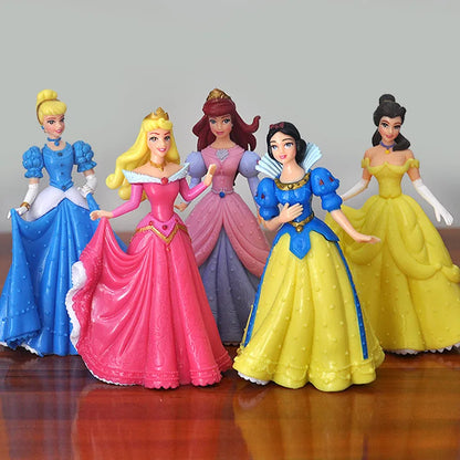 5Pcs/Set Disney Prinzessin Figur; Schneewittchen, Cinderella, Belle, Aurora,Tiana; Spielfiguren kompakt und trendig