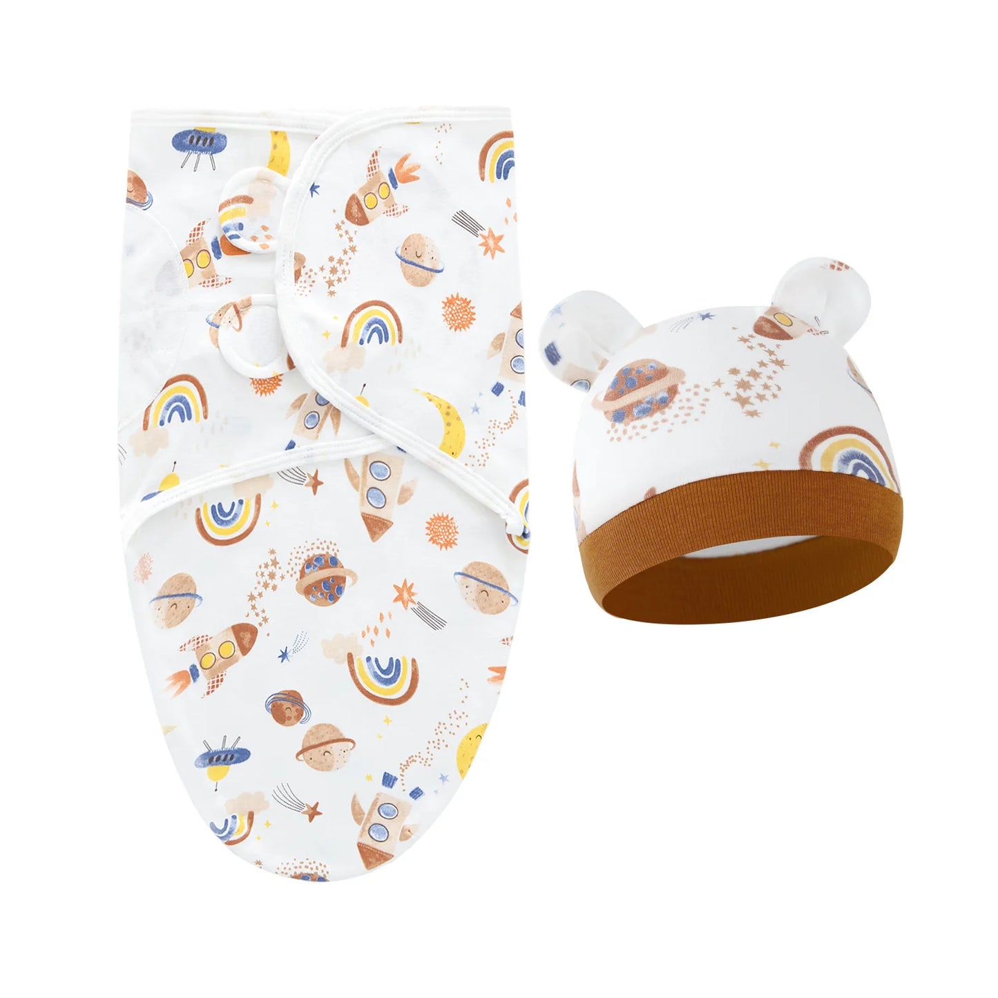 2 teiliges Set- Baby Wickeltuch mit passender Mütze