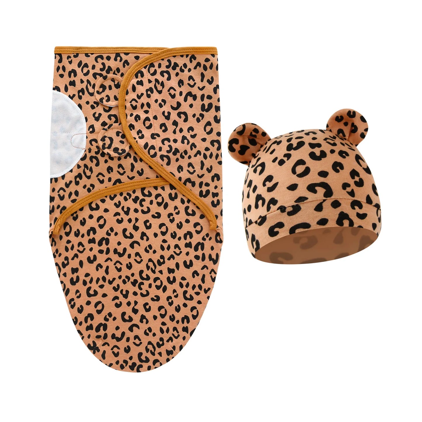 2 teiliges Set- Baby Wickeltuch mit passender Mütze