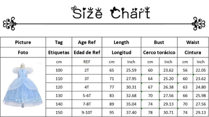 Mädchen Prinzessin-Kostüm; Aurora, Rapunzel, Sofia, Cinderella, Belle