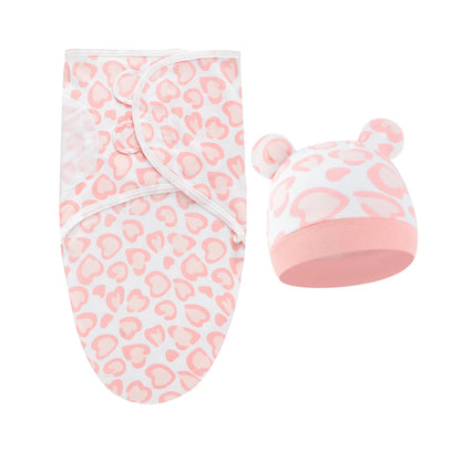 2 teiliges Set- Baby Wickeltuch mit passender Mütze