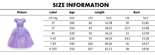 Mädchen Prinzessin-Kostüm; Aurora, Rapunzel, Sofia, Cinderella, Belle