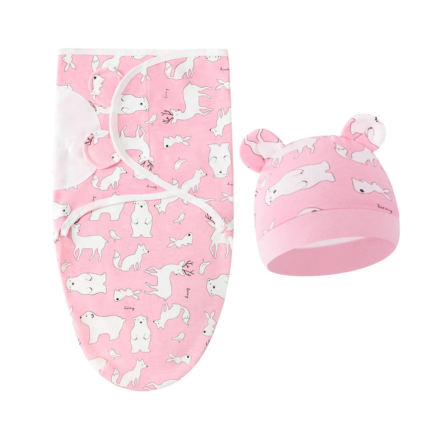 2 teiliges Set- Baby Wickeltuch mit passender Mütze