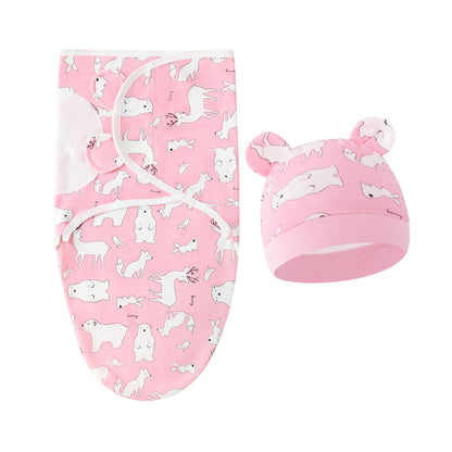 2 teiliges Set- Baby Wickeltuch mit passender Mütze