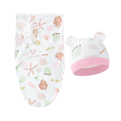 2 teiliges Set- Baby Wickeltuch mit passender Mütze