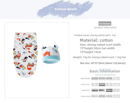 2 teiliges Set- Baby Wickeltuch mit passender Mütze