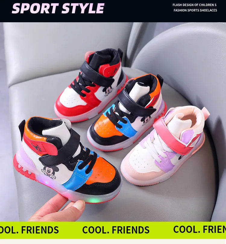 Disney PU Leather Mickey/ Minnie Maus Sneaker mit LED-Sohle