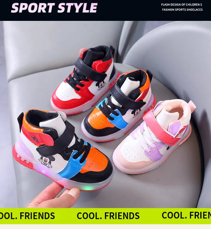 Disney PU Leather Mickey/ Minnie Maus Sneaker mit LED-Sohle