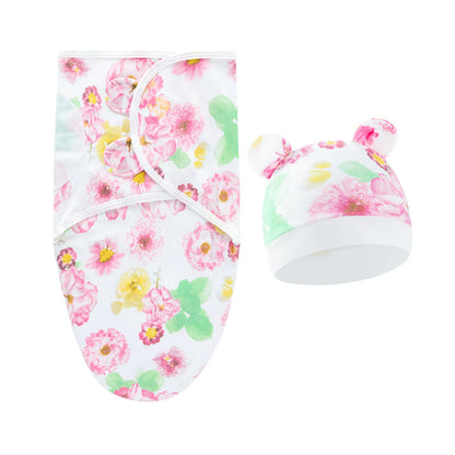 2 teiliges Set- Baby Wickeltuch mit passender Mütze