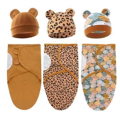 2 teiliges Set- Baby Wickeltuch mit passender Mütze