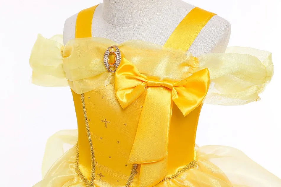 Mädchen Prinzessin-Kostüm; Aurora, Rapunzel, Sofia, Cinderella, Belle