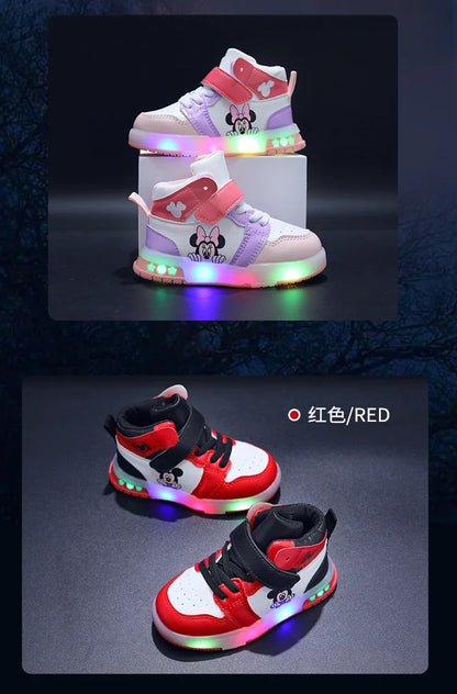 Disney PU Leather Mickey/ Minnie Maus Sneaker mit LED-Sohle