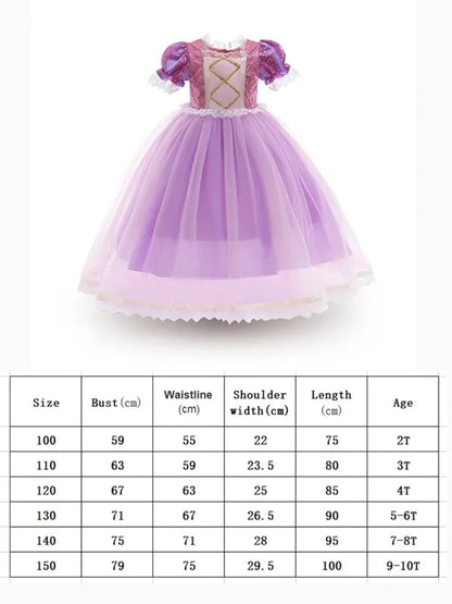 Mädchen Prinzessin-Kostüm; Aurora, Rapunzel, Sofia, Cinderella, Belle