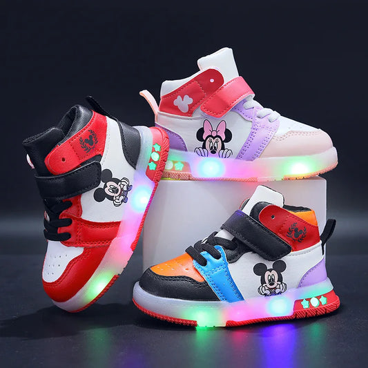 Disney PU Leather Mickey/ Minnie Maus Sneaker mit LED-Sohle