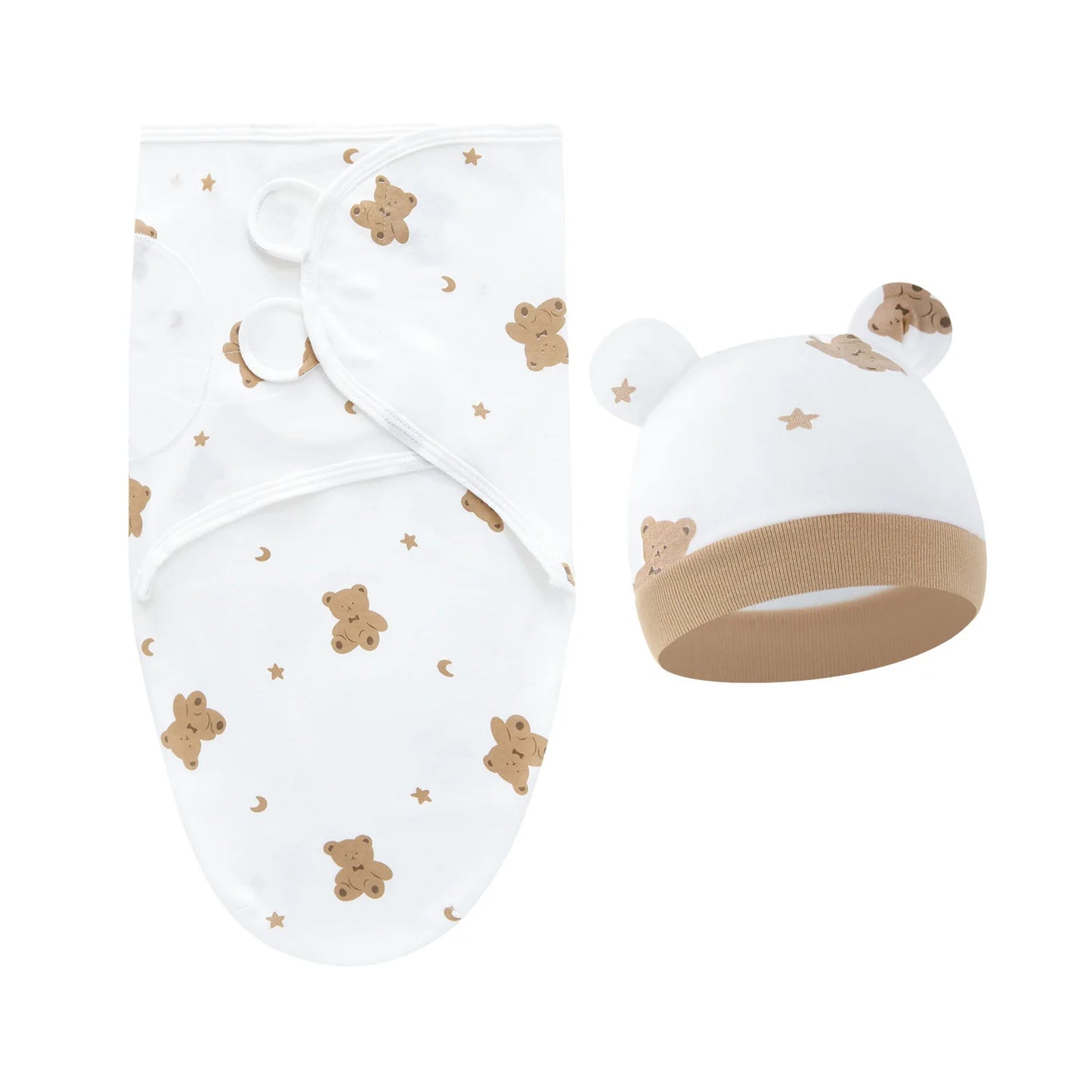 2 teiliges Set- Baby Wickeltuch mit passender Mütze