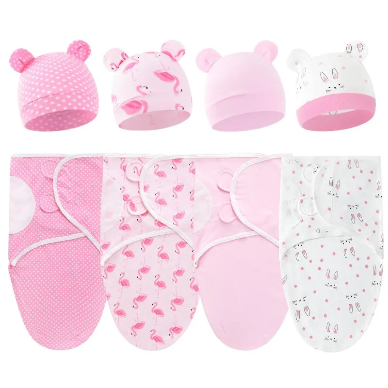 2 teiliges Set- Baby Wickeltuch mit passender Mütze