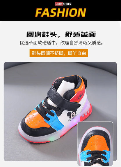 Disney PU Leather Mickey/ Minnie Maus Sneaker mit LED-Sohle