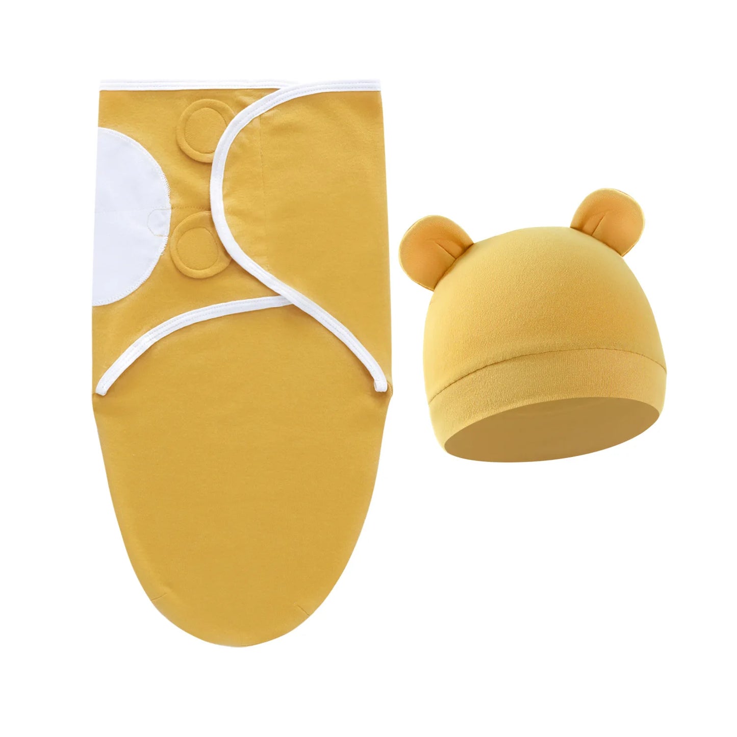 2 teiliges Set- Baby Wickeltuch mit passender Mütze