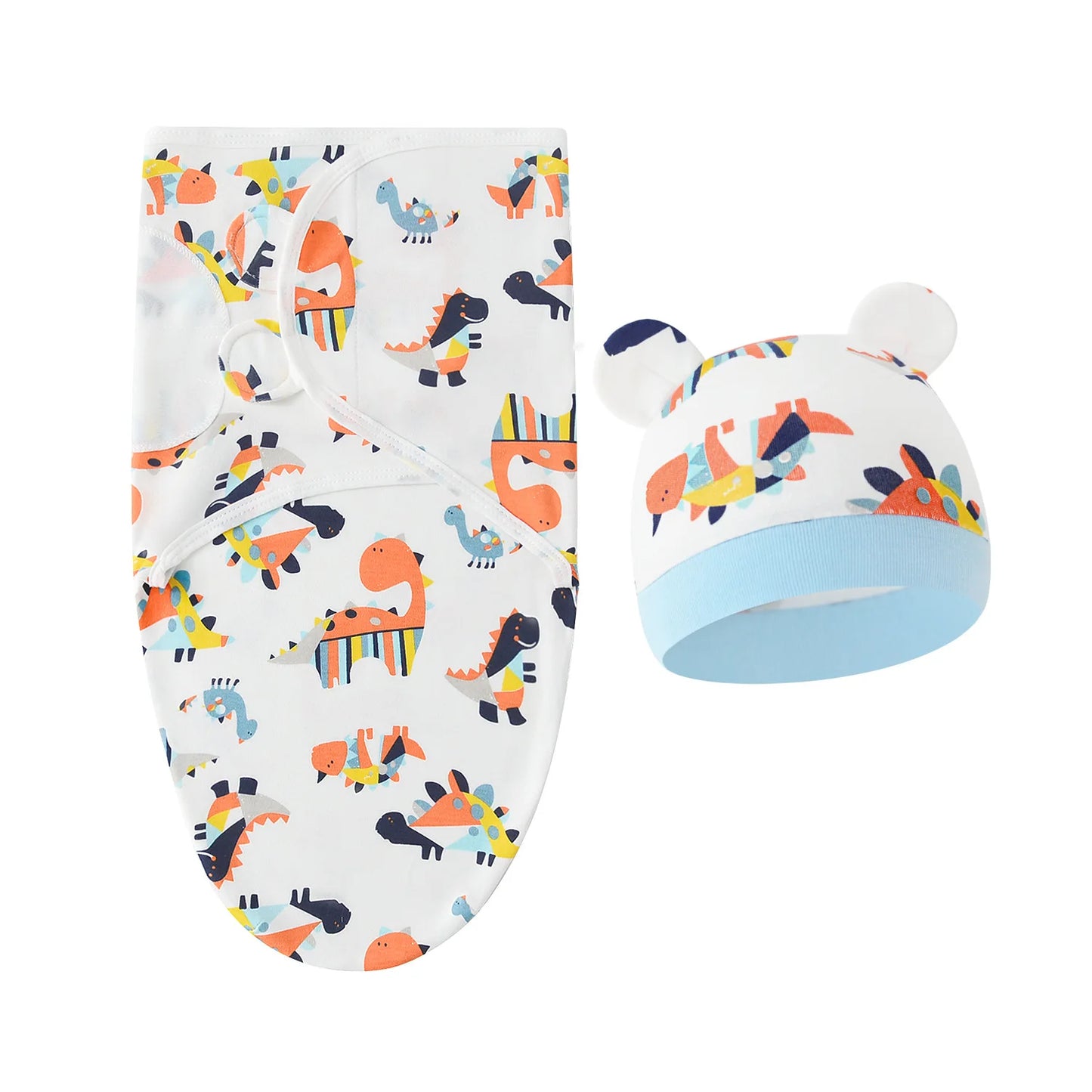 2 teiliges Set- Baby Wickeltuch mit passender Mütze