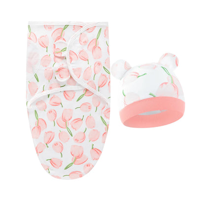 2 teiliges Set- Baby Wickeltuch mit passender Mütze