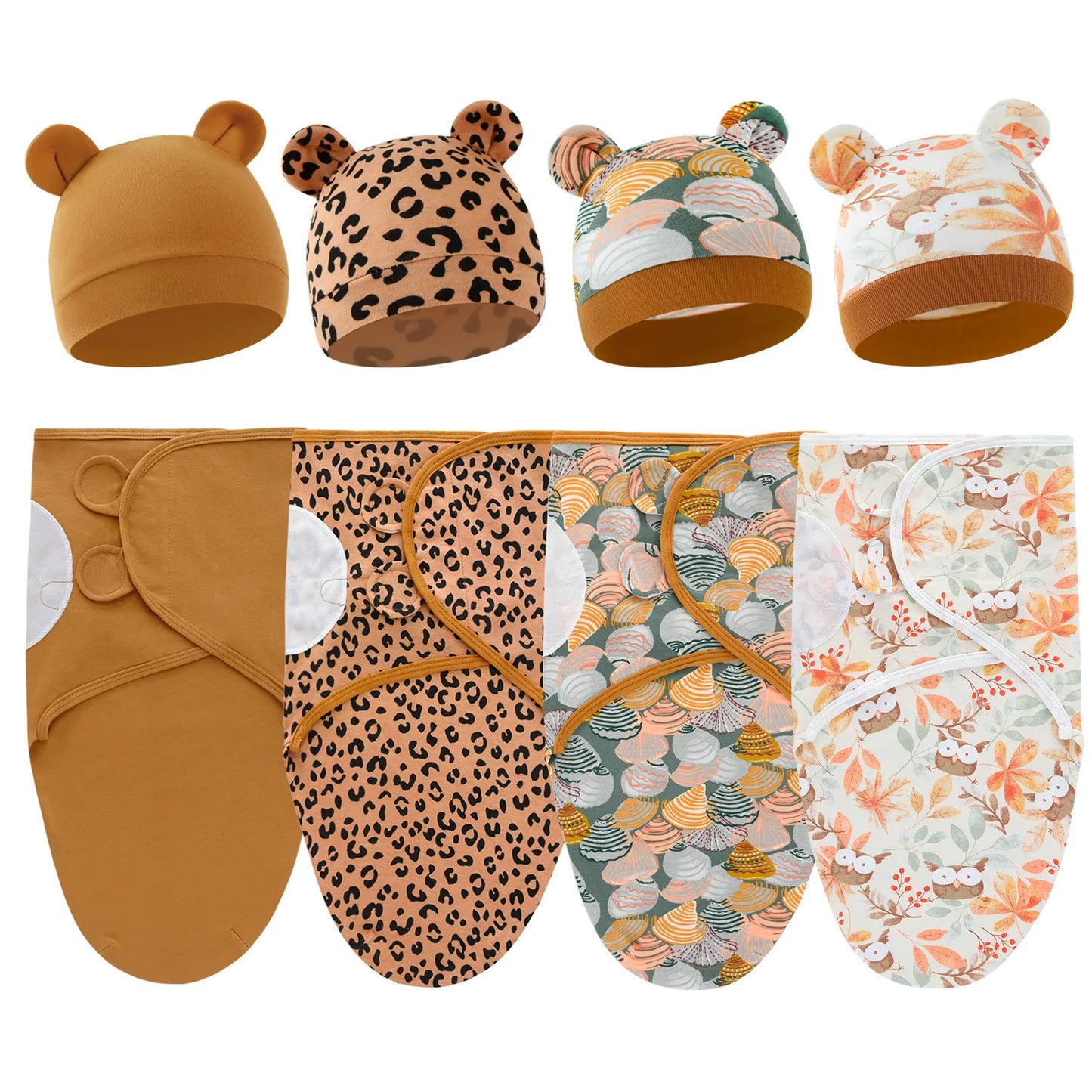 2 teiliges Set- Baby Wickeltuch mit passender Mütze