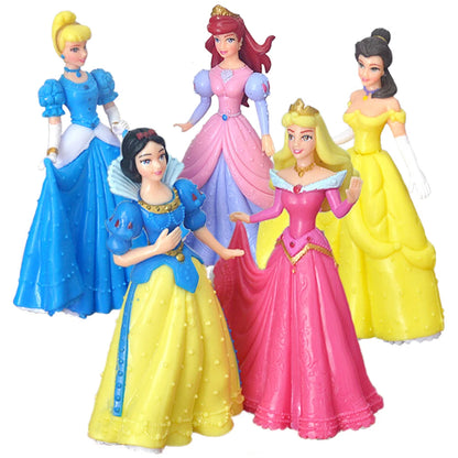 5Pcs/Set Disney Prinzessin Figur; Schneewittchen, Cinderella, Belle, Aurora,Tiana; Spielfiguren kompakt und trendig