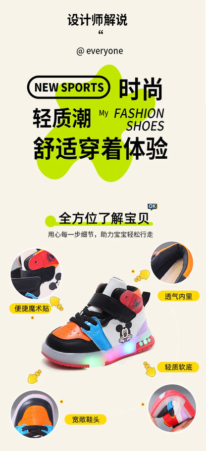 Disney PU Leather Mickey/ Minnie Maus Sneaker mit LED-Sohle