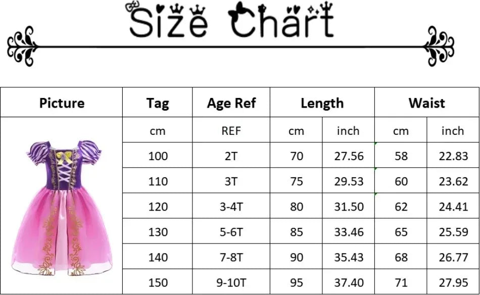 Mädchen Prinzessin-Kostüm; Aurora, Rapunzel, Sofia, Cinderella, Belle