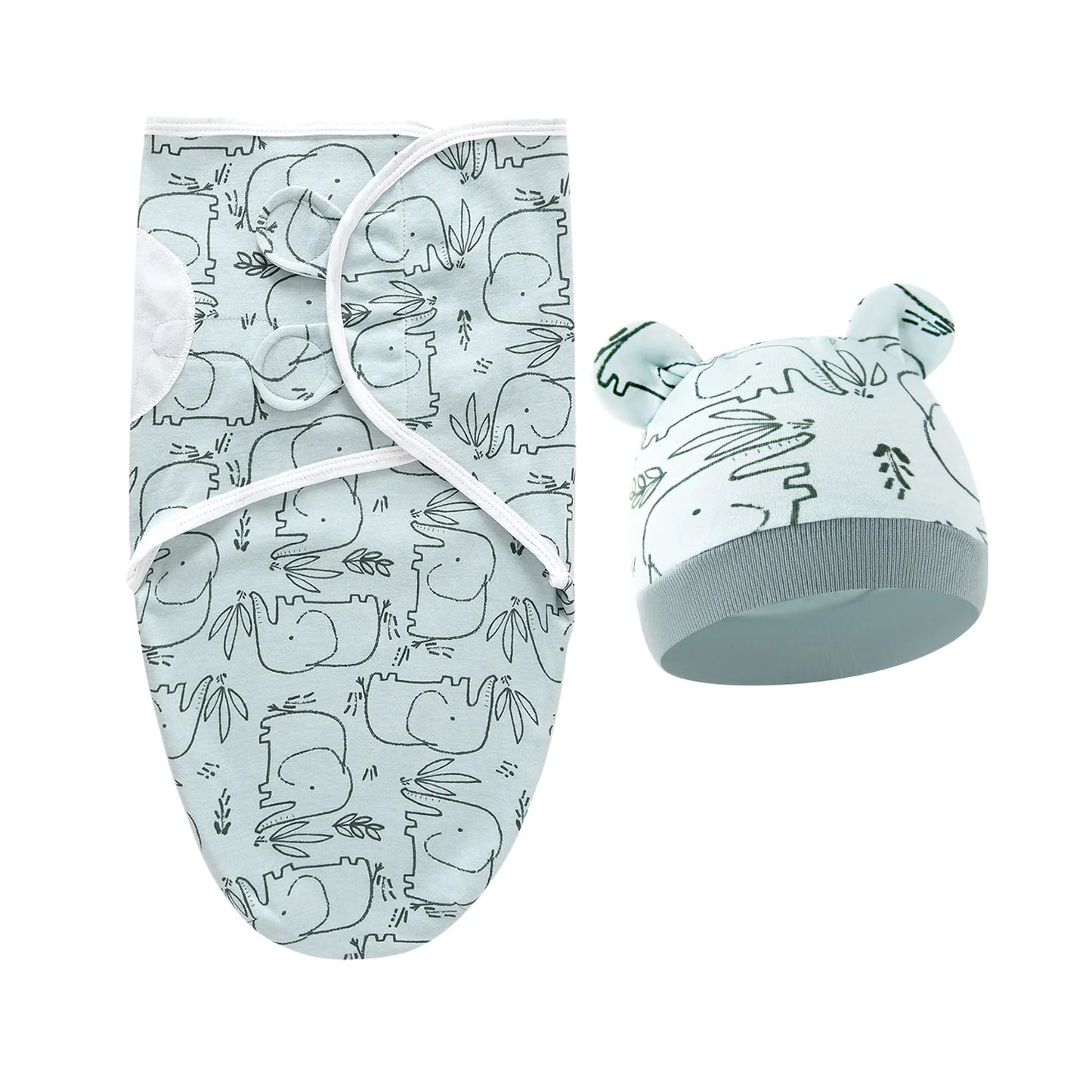 2 teiliges Set- Baby Wickeltuch mit passender Mütze