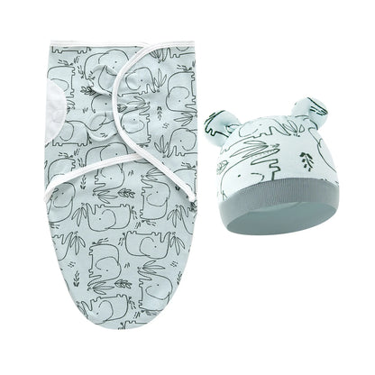 2 teiliges Set- Baby Wickeltuch mit passender Mütze